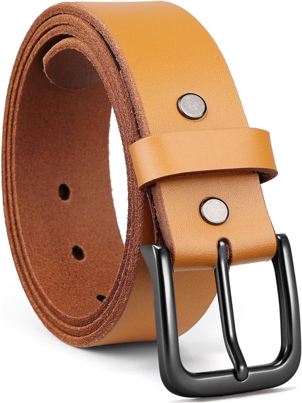 RESERVED FOR EMIL Classic Tan Full Grain Cowhide Leather Belt, Gunmetal Buckle - Picture 7 of 7
